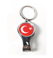Türk Bayrağı Desenli Tırnak Makaslı Metal Anahtarlık