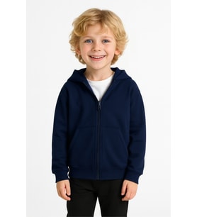 Kız - Erkek Çocuk Basic Fermuarlı Kalın 3 İplik Kışlık Okul Sweat Ak1815 (Lacivert)