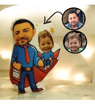 Kişiye Özel Süper Baba Ve Çoçuk Tasarımlı Şekilli Yastık (Karışık)