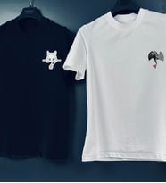 Sevgili Kombini Ejderha Baskılı Oversize Çift Renk T-shirt