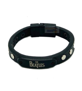 Beatles Figürlü Unisex Deri Çelik Bileklik