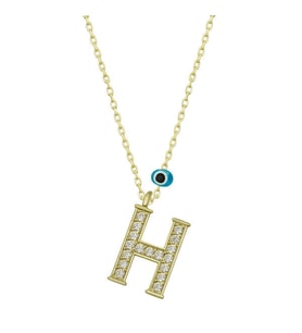 H Harfi Gold 925 Ayar Gümüş Kadın Kolye