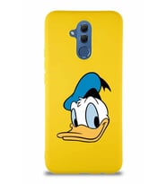 Huawei Mate 20 Lite Soft Premier Kapak Donald Duck-B Tasarımlı Silikon Kılıf - Sarı (Şeffaf)