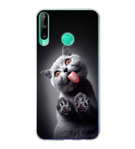 PrintiFy Huawei P40 Lite E ile Uyumlu 1mm Slim Fit Kedi 2 050c Baskılı Şeffaf  Kılıf