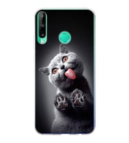 PrintiFy Huawei P40 Lite E ile Uyumlu 1mm Slim Fit Kedi 2 050c Baskılı Şeffaf  Kılıf