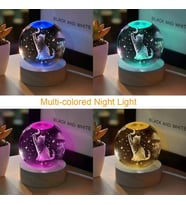Kişiye Işıklı Ahşap Kaideli Aya Uzanan Kedi Temalı Cam Küre 8*6cm