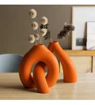 3D Baskı Interlocking Vazo - İç İçe Geçen Dekoratif Vazo-Turuncu