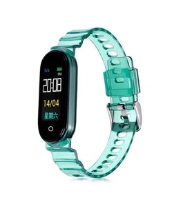 Xiaomi Mi Band 6 KRD-27 Şeffaf Renkli Transparan Silikon Kordon Yeşil