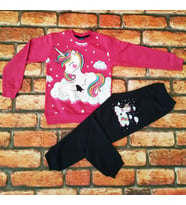 ünicorn ünikorn desenli kız çocuk %100pamuklu pijama takımı