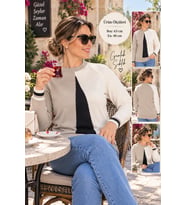 Kadın Genç Spor Günlük Merserize Üç Renk Geçişli Kazak