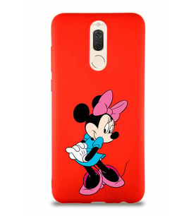 Huawei Mate 10 Lite Soft Premier Kapak Minnie Mouse-F Tasarımlı Silikon Kılıf - Kırmızı (Şeffaf)