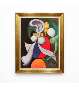 Tablore Altın Varak Çerçeveli Kübik Soyut Kadın Figürlü Modern Sanat Salon Tablosu