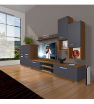 Decoraktiv Eko 6DA Mdf Dvd Tv Ünitesi Tv Sehpası (Antrasit - Ceviz)