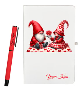 Kişiye Özel Sevgililer Günü Hediyesi Defter ve Roller Kalem Seti