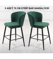 2 ADET STRİP 75 CM OTURUM YÜKSEKLİĞİ ADA MUTFAK VE BAR SANDALYESİ - BABYFACE KUMAŞ - METAL AYAK