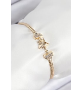 Pirinç Zirkon Taşlı Yıldız Model Gold Renk Kadın Bileklik 5886 - SSSSSS1712-8523