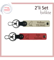 Mırıl Mırıl Aşkınıza Armağan, Kedi Temalı, İsme Özel Anahtarlık, Sütlü Kahve-Nar Çiçeği