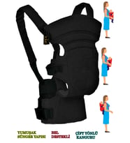 Çift Yönlü Bebek Taşıma Kangurusu Bel Destekli Ergonomik Bebek Taşıyıcı Kanguru (Siyah)