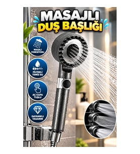 Filtreli Masaj Fonksiyonlu Duş Başlığı – Aç Kapa Tuşlu Dayanıklı Tasarım