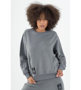 Maraton Oversize Kadın Kapüşonlu Antrasit Sweatshirt