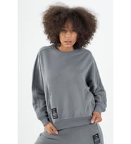 Maraton Oversize Kadın Kapüşonlu Antrasit Sweatshirt