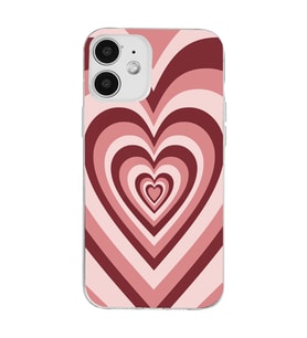 Iphone 12 Uyumlu Pembe Kalp Tasarımlı Şeffaf Telefon Kılıfı