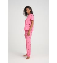 Kısa Kollu Kadın Pijama Takımı Desenli Süper Soft (Pembe)