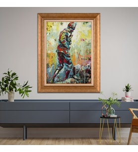 Altın Varaklı Çerçeveli Paspartulu Atatürk Tablo TR1157 (Gold)