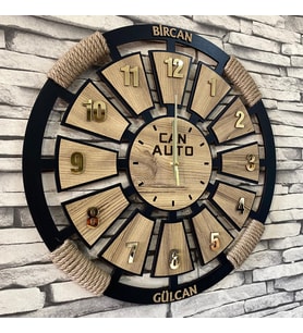 Lavinta54 Dekoratif Ahşap Duvar Saati