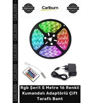 Özel Üretim İç Dış Mekan Silikonlu Rgb Şerit 5 Metre 16 Renkli Kumandalı Adaptörlü Çift Taraflı Bant