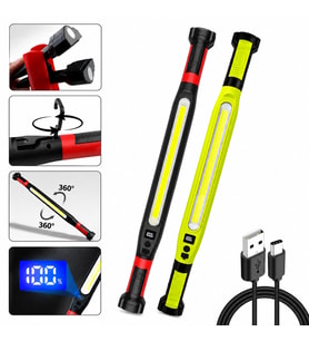 MIKNATISLI TYPE-C ŞARJ - DİJİTAL GÖSTERGE 360° DÖNEBİLEN GÖVDE - ASKI KANCA - ÇİFT RENK - 52.5CM EL FENER - IŞILDAK ÇOK AMAÇLI LED ÇALIŞMA LAMBASI 4 FONKSİYON RENKLİ KL-D95 (5343)