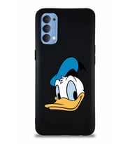 Oppo Reno 4 Soft Premier Kapak Donald Duck-B Tasarımlı Silikon Kılıf - Siyah (Şeffaf)