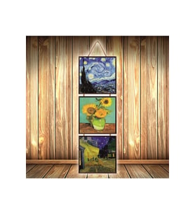 Van Gogh Tasarımlı Üçlü Retro Ahşap Poster Ü269