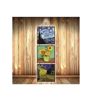 Van Gogh Tasarımlı Üçlü Retro Ahşap Poster Ü269