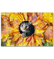 Cakapuzzle Sonbahar Rengi Yapraklar Arasındaki Kedi Puzzle Yapboz MDF (Ahşap) (120 Parça)