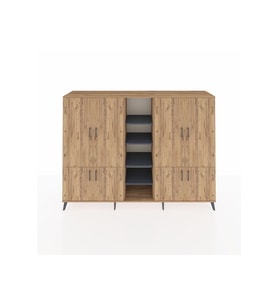 Hyperion Dolap 14 Raflı 8 Kapaklı 220x44x163 Çam-Çam/Antrasit
