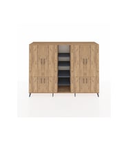 Hyperion Dolap 14 Raflı 8 Kapaklı 220x44x163 Çam-Çam/Antrasit
