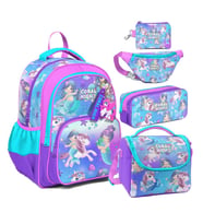Coral High Mor Pembe Unicorn Desenli Kız Çocuk Beşli Okul Çanta Seti - İlkokul ve Ortaokul İçin Uygun (Çok Renkli)