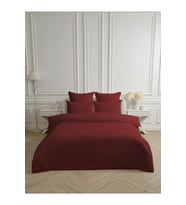 Line Bordo Pamuk Saten Çift Kişilik Nevresim Takımı Lastiksiz Çarşaflı 4 Parça Set (Bordo)