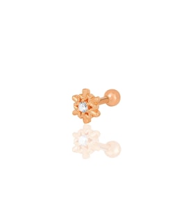 Gümüş rose zirkon taşlı kar tanesi tragus helix Piercing küpe SGTL12195ROSE