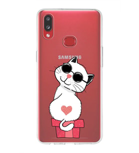 Samsung Galaxy A10s Uyumlu Kapak Cool Cat Tasarımlı Şeffaf Silikon Kılıf