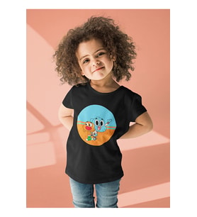 Darwin Ve Gumball Baskılı Unisex Çizgi Film Çocuk Tişört (1-12 Yaş)