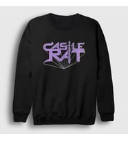Presmono Unisex Siyah Logo Castle Rat Sweatshirt 554443tt