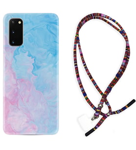 Samsung A02S A03S A10 A12 A13 A21S A22 Kılıf Boyun Asklı Rasta Silikon Pink Blue Abstract 1385