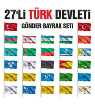 27'li Türk Devletleri Seti 50x75- Sopalı (Kırmızı)