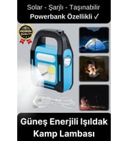 Çok Amaçlı Güneş Enerjili Powerbank USB Şarj Edilebilir Su Geçirmez Solar Işıldak Fener Kamp Lambası