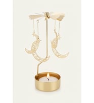 Dönen Mumluk Hilal Ay Figürlü Altın Metal Tealight Mum Tutucu Dekoratif Hediye 15 cm