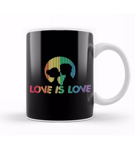 Adorable Love is Love Colorful Rainbow Silhouette Kupa Bardak Porselen