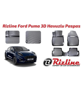 Rizline Ford Puma 3D Havuzlu Paspas (Siyah - Beyaz)