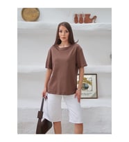 Kadın Mia İnterlok Kumaş Bisiklet Yaka Oversize T-Shirt